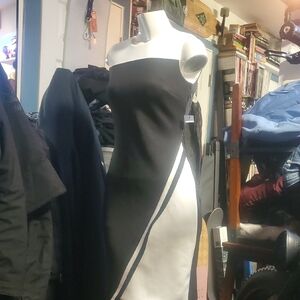 Tommy Hilfiger Black and White Strapless Dress